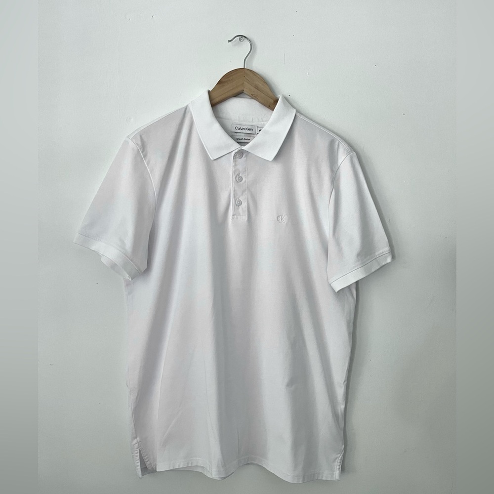 Calvin Klein Classic Smooth Cotton White Polo Shirt - Picture 4 of 7